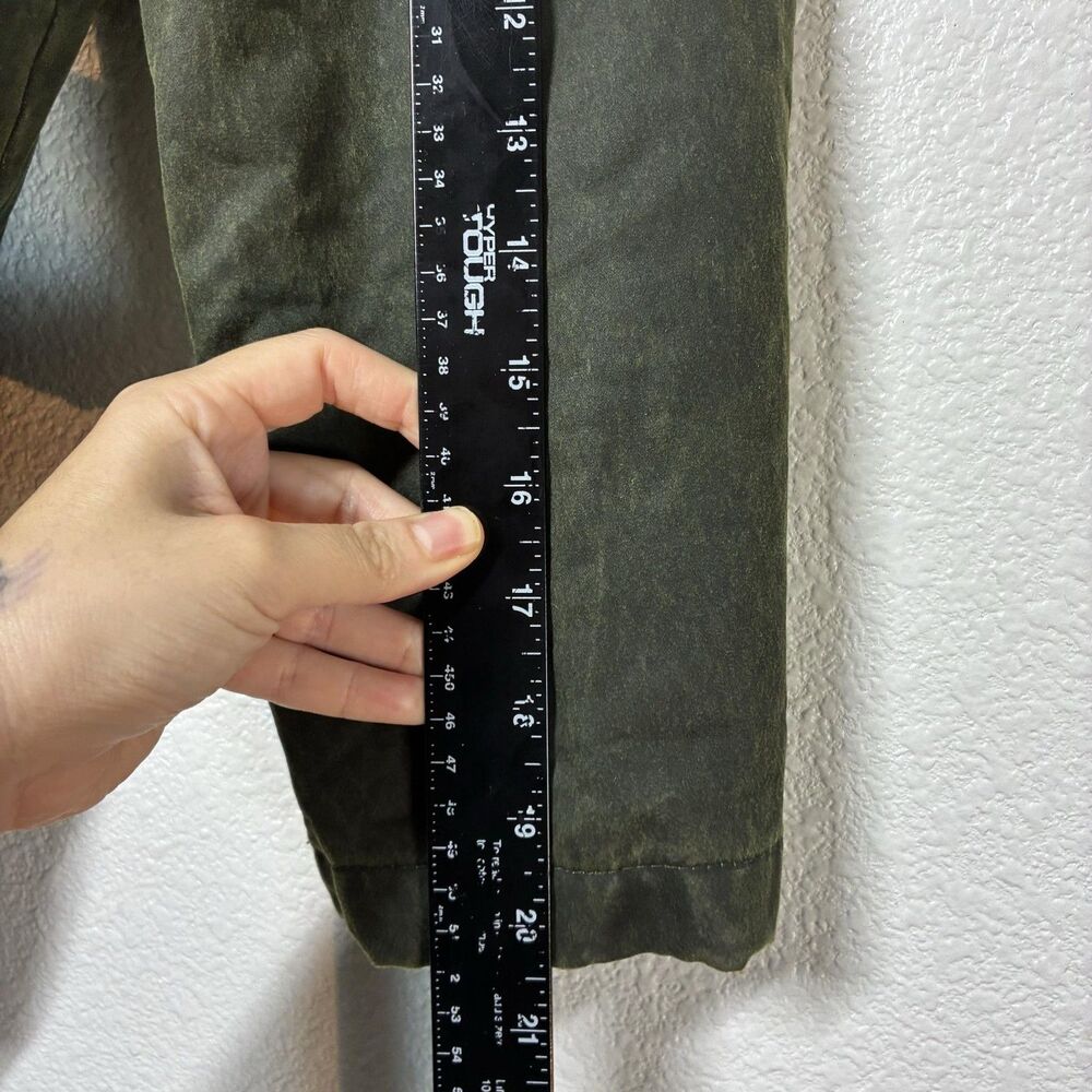 Mango Waxed Effect Barn Jacket Womens XS Green Corduroy Collar Plaid Lined - Picture 11 of 16